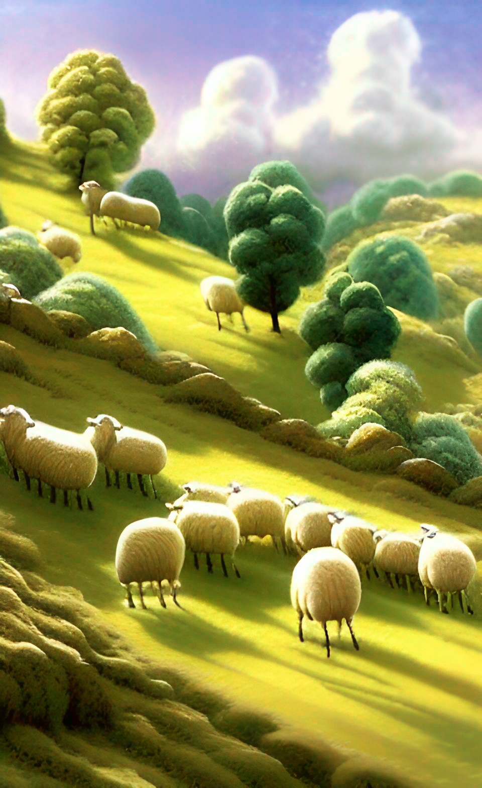 Grazing - sheep grazing on hillside preview