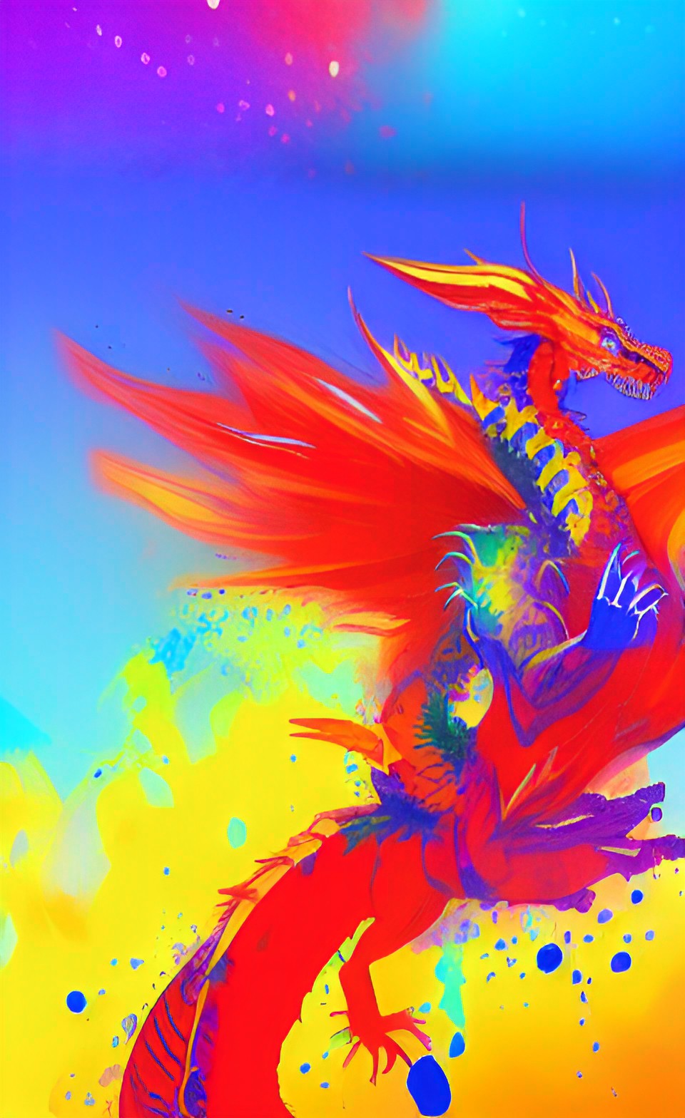 a red and blue dragon in a colorful world preview