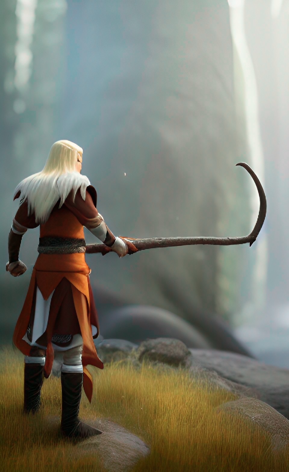 Concur The World - medievial fantasy traveller. male wood elf, blonde hair. mage of water. adventurer. unreal engine 5, soft light preview