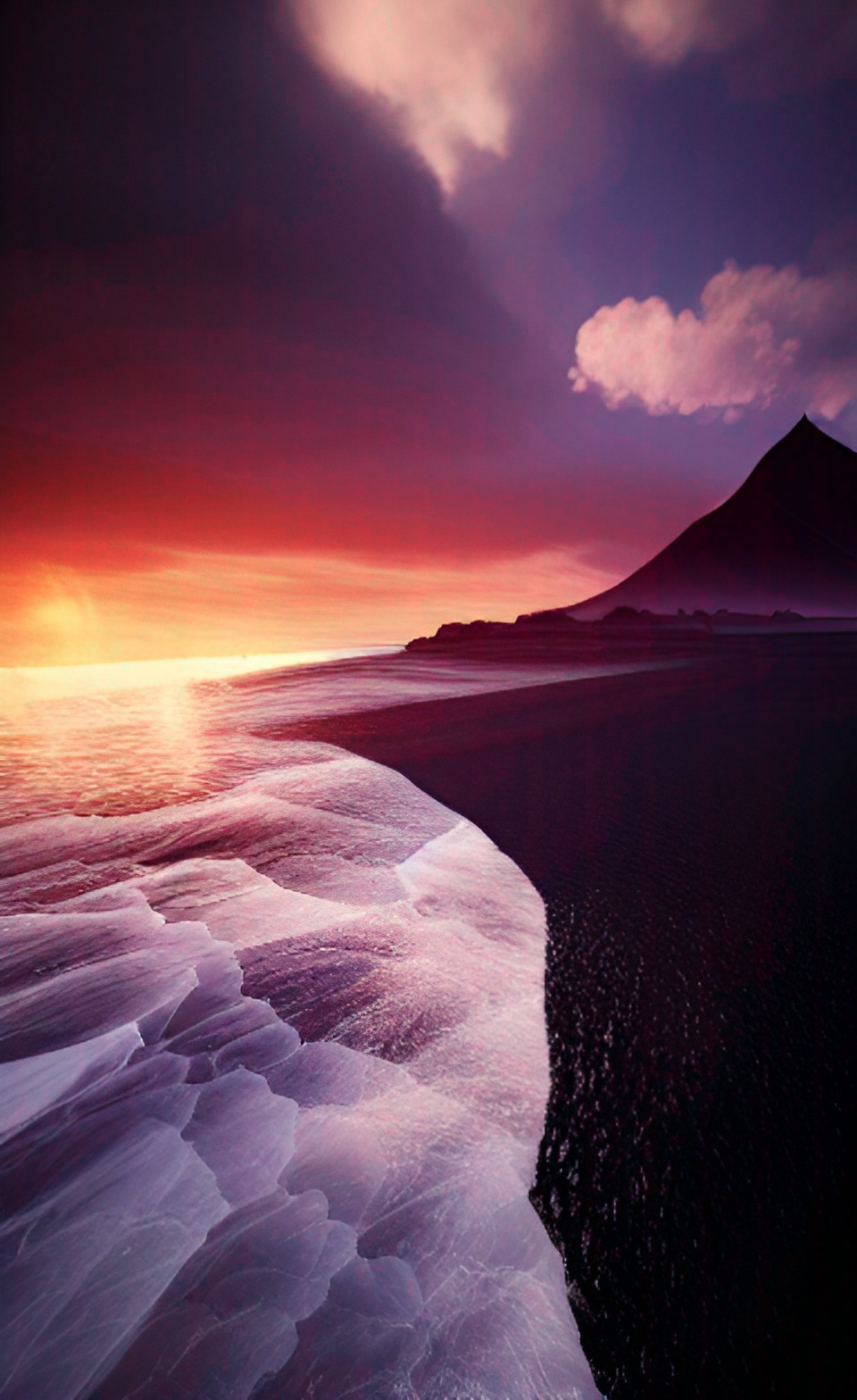 the land of emptiness, black sand, sunset preview