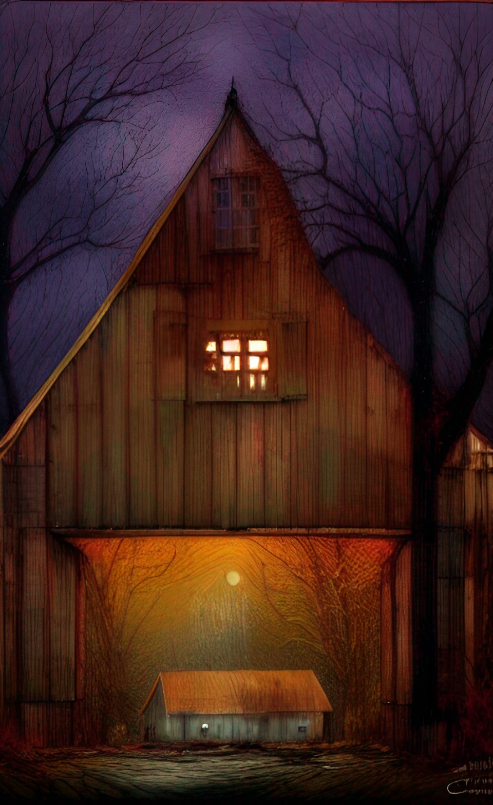 abendoned barn in the dark preview