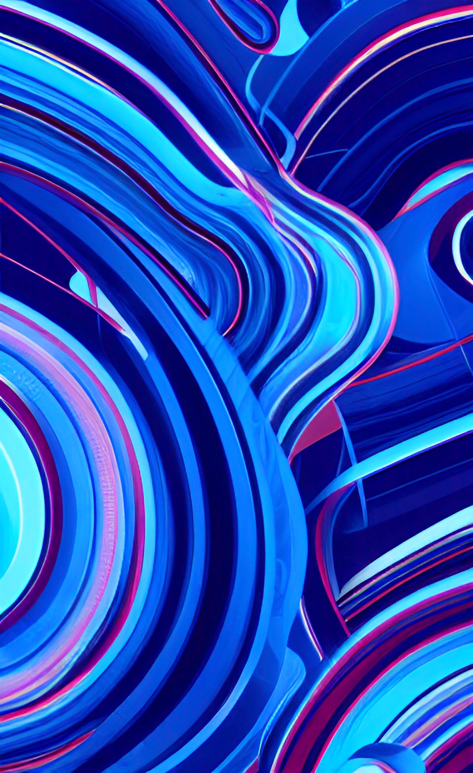 abstract, wave ornament, curves and orbs, central composition, light blue, dark blue and cyan preview