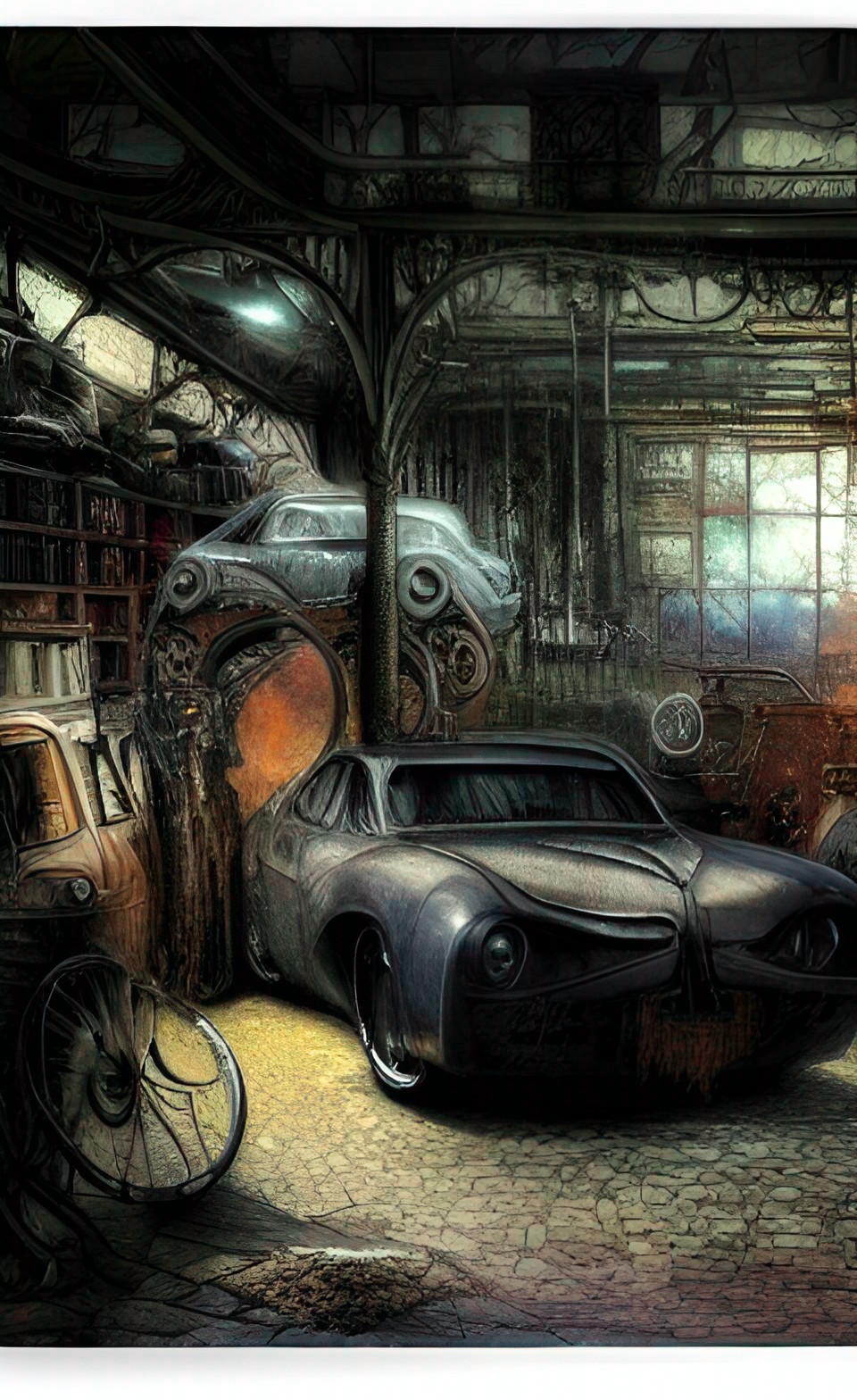 dark old car workshop preview