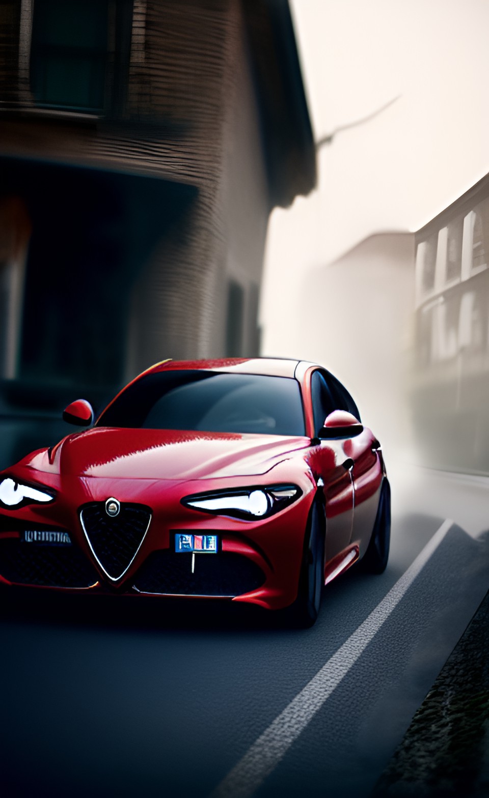 alfa romeo giulia racing on the street,hd, road, light,smoke preview