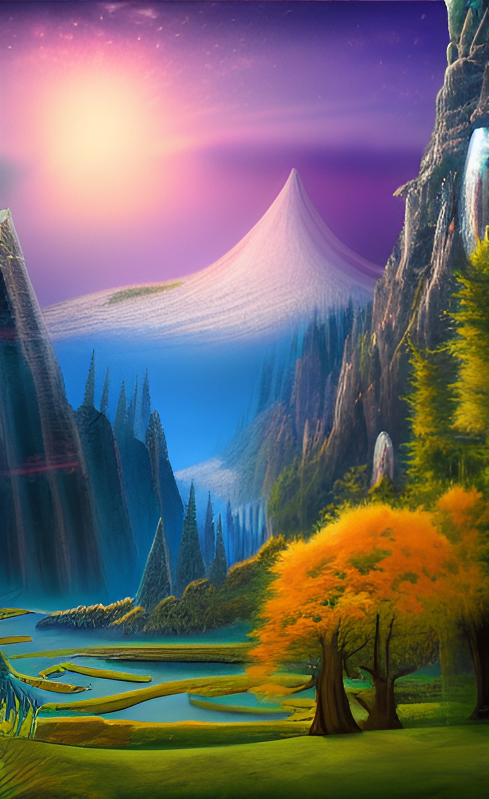 magical landscape, floating mountains preview