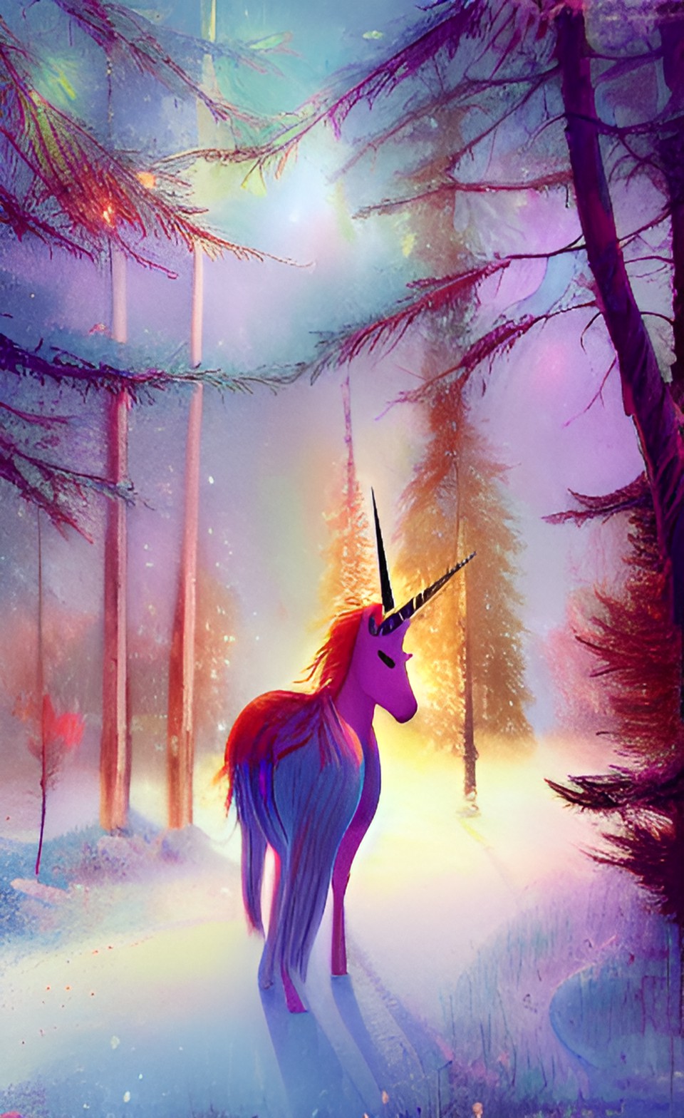 Pink unicorn - unicorn in a forest preview