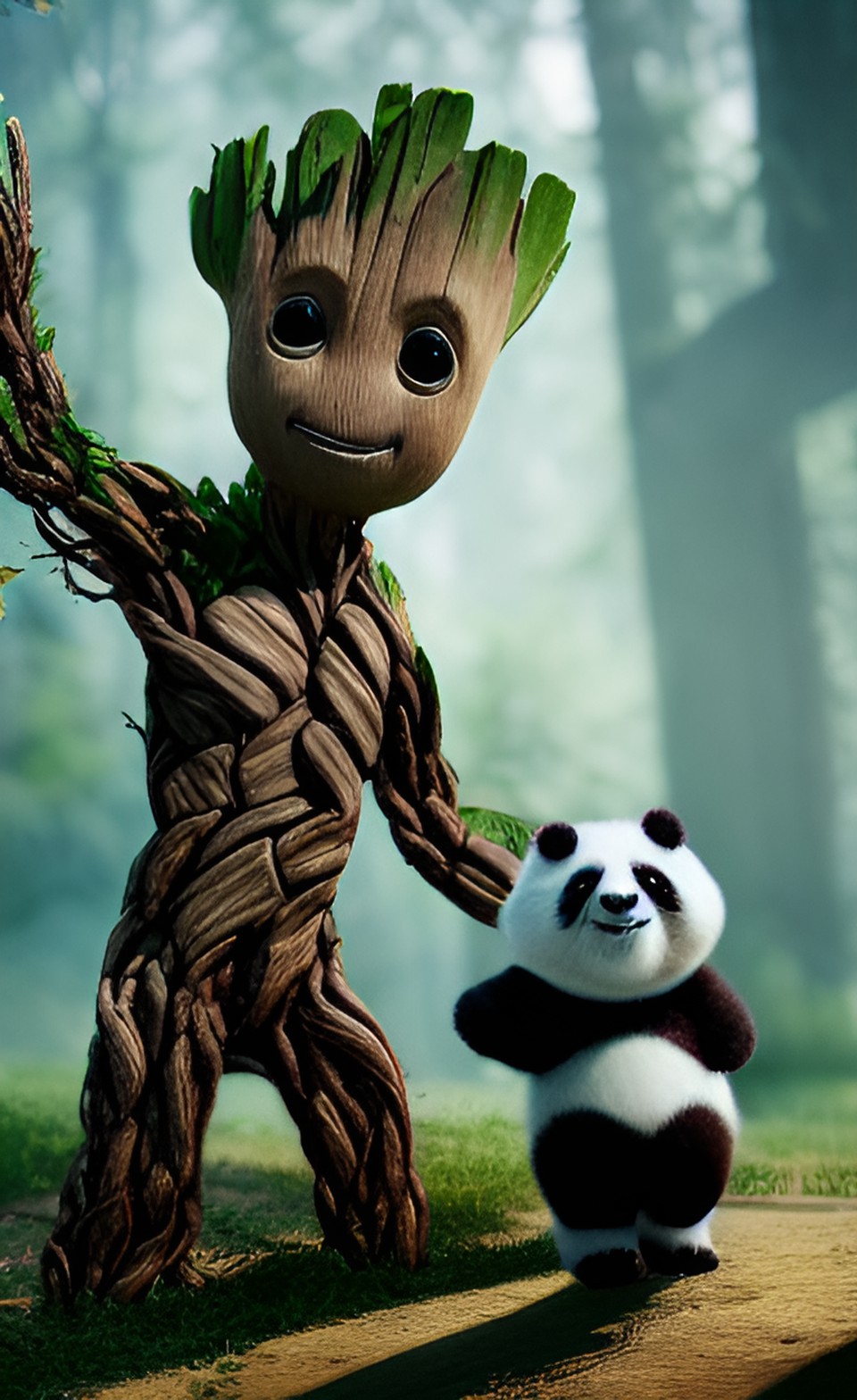 groot and panda playing preview