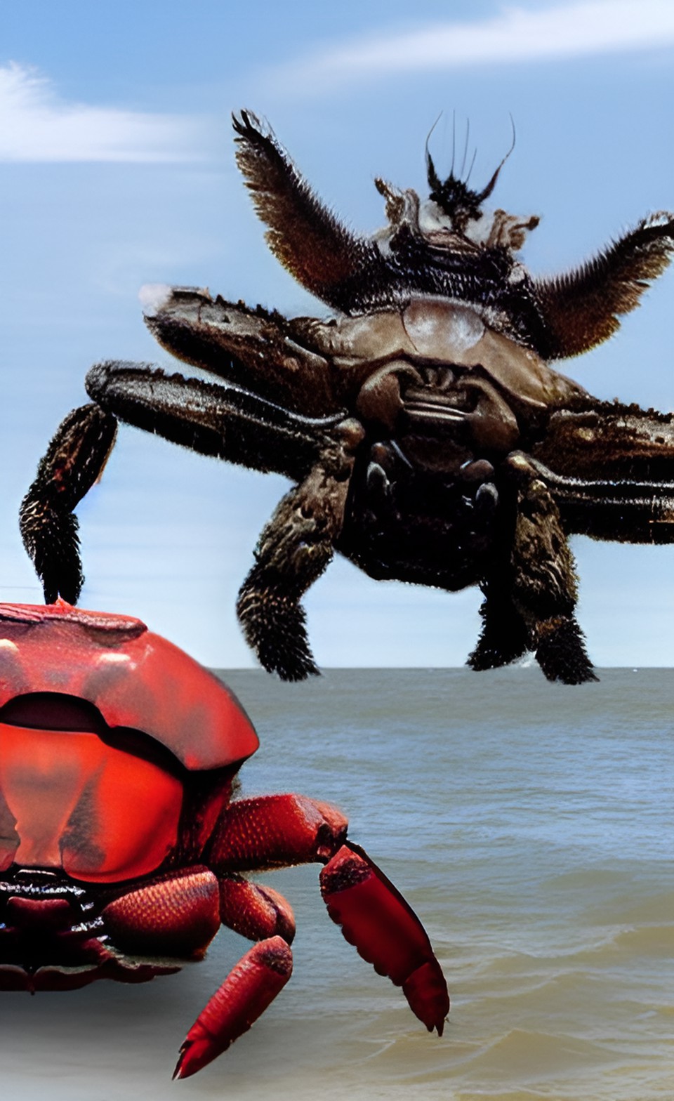 giant armored warrior crab emerging from the chesapeake bay to destroy baltimore preview