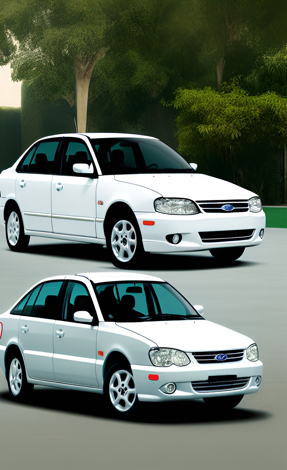 (car) ford anoza front view (sedan)(2001) flat suspension,gasoline car,indonesian style,white color,very luxury preview