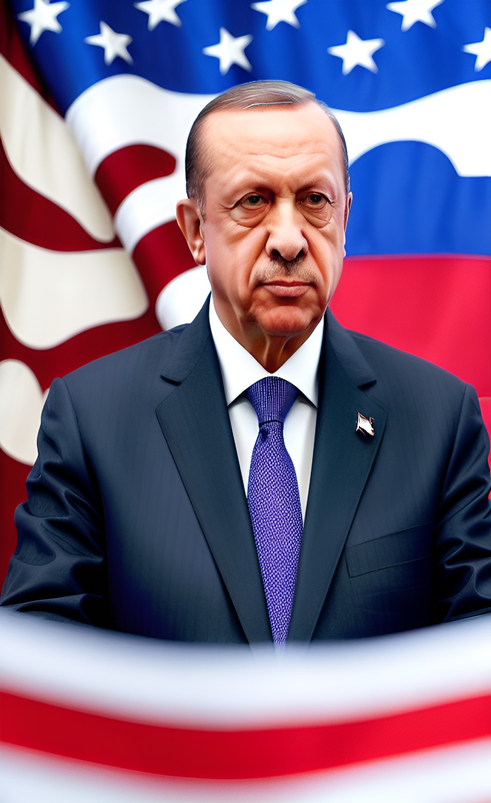 recep tayyip erdoğan with american flag of suit preview