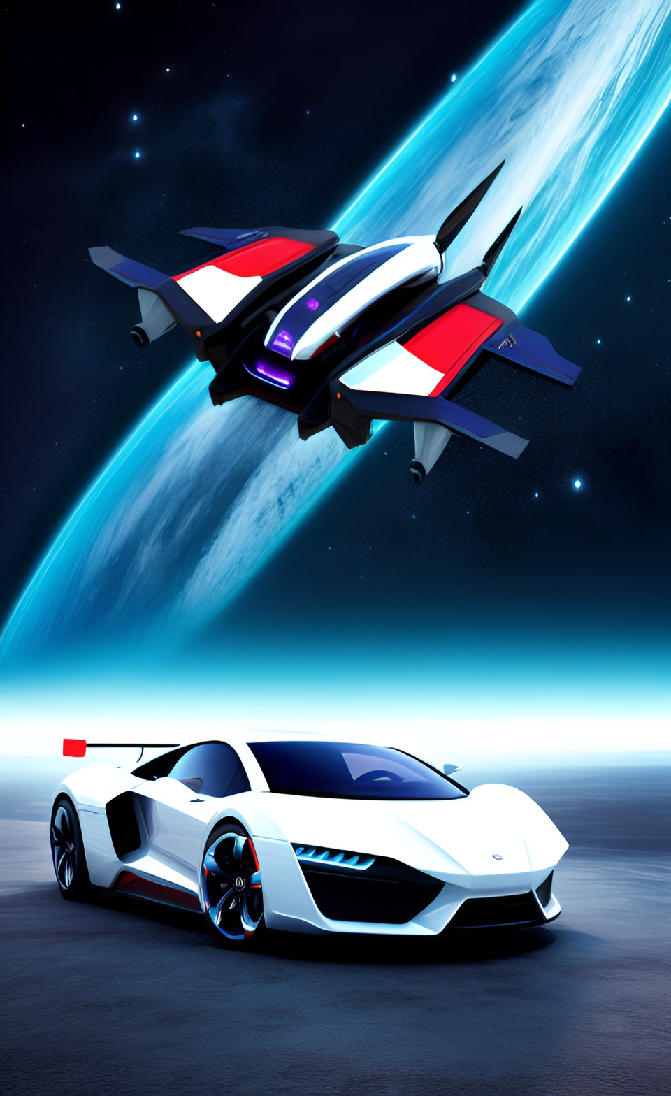 futuristic super car in space preview