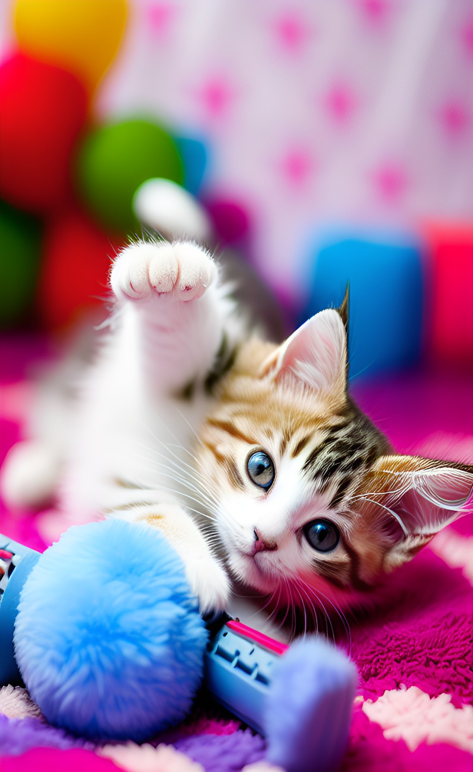 Kitty - fluffy kitten  playing with her toys. preview