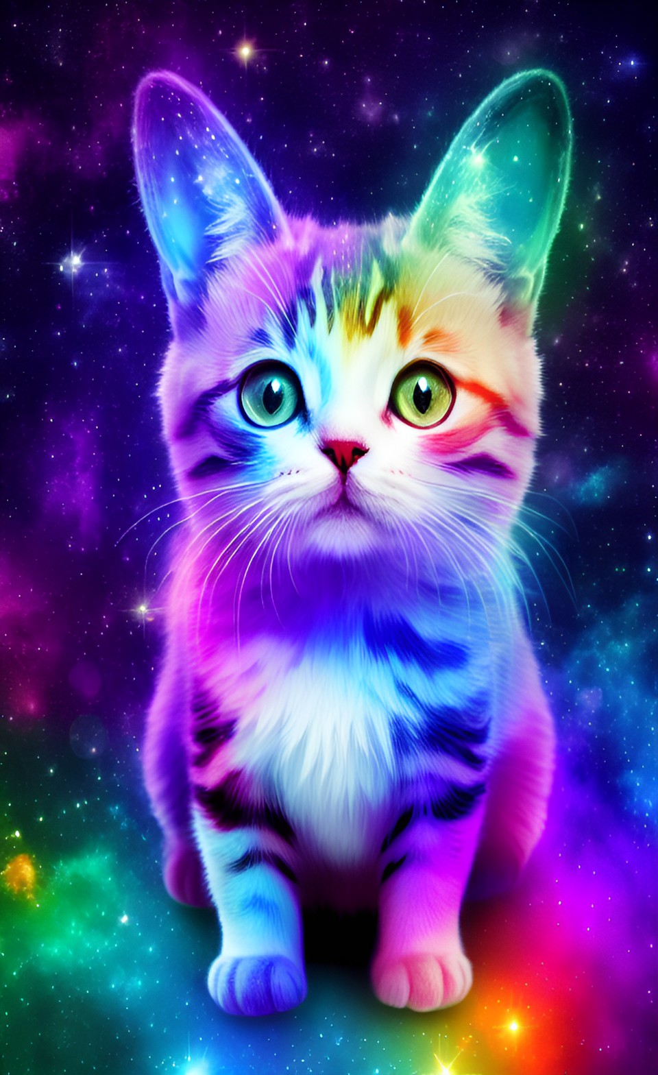 cool and cute galaxy cat with glitter preview