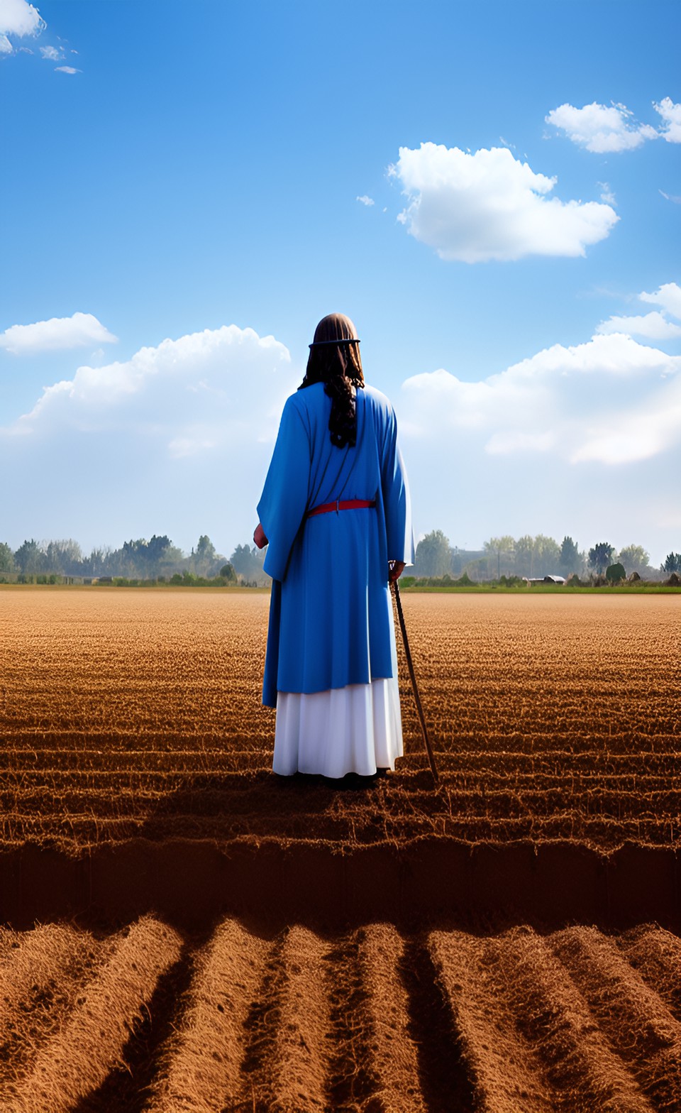 jesus watches the people sow seed in an empty field in the cold dry season preview