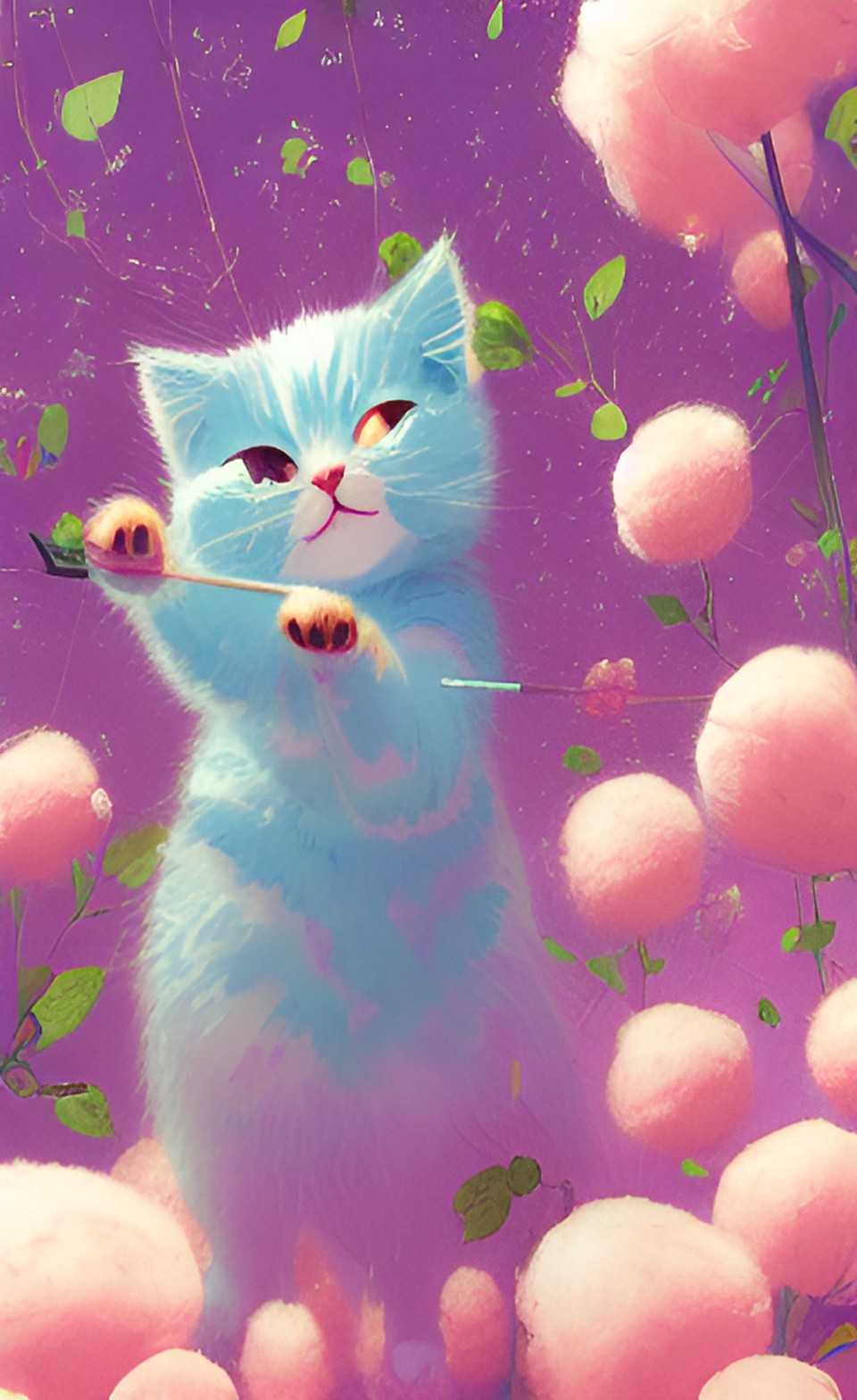 cotton candy kitten playing in flowers preview