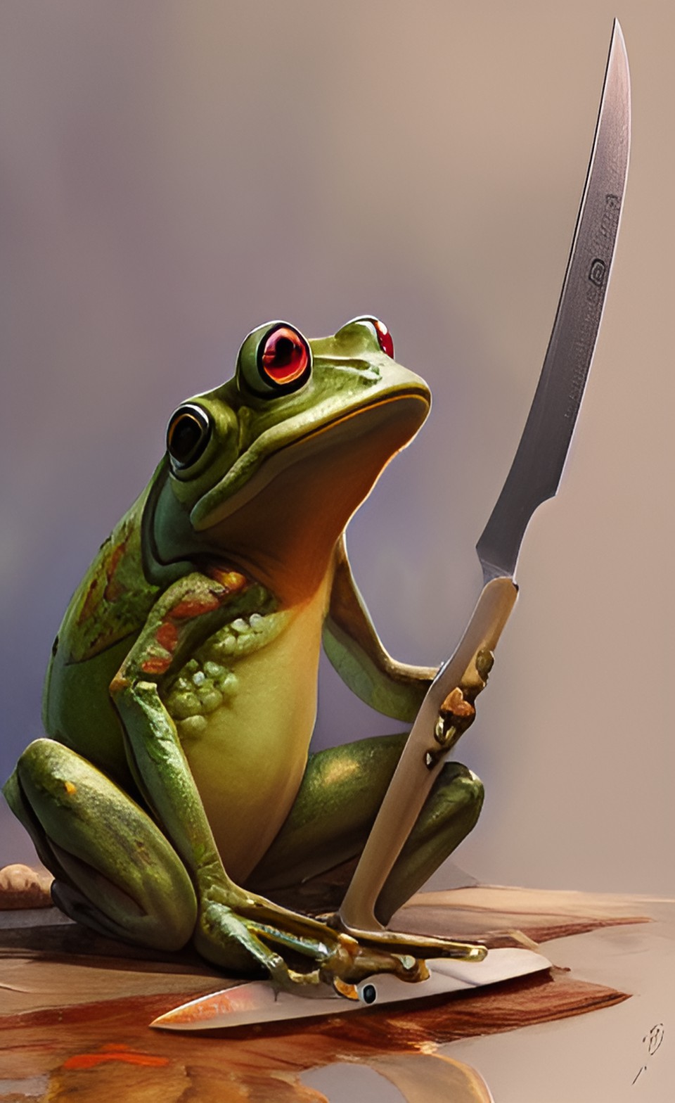 frog liking the knife preview