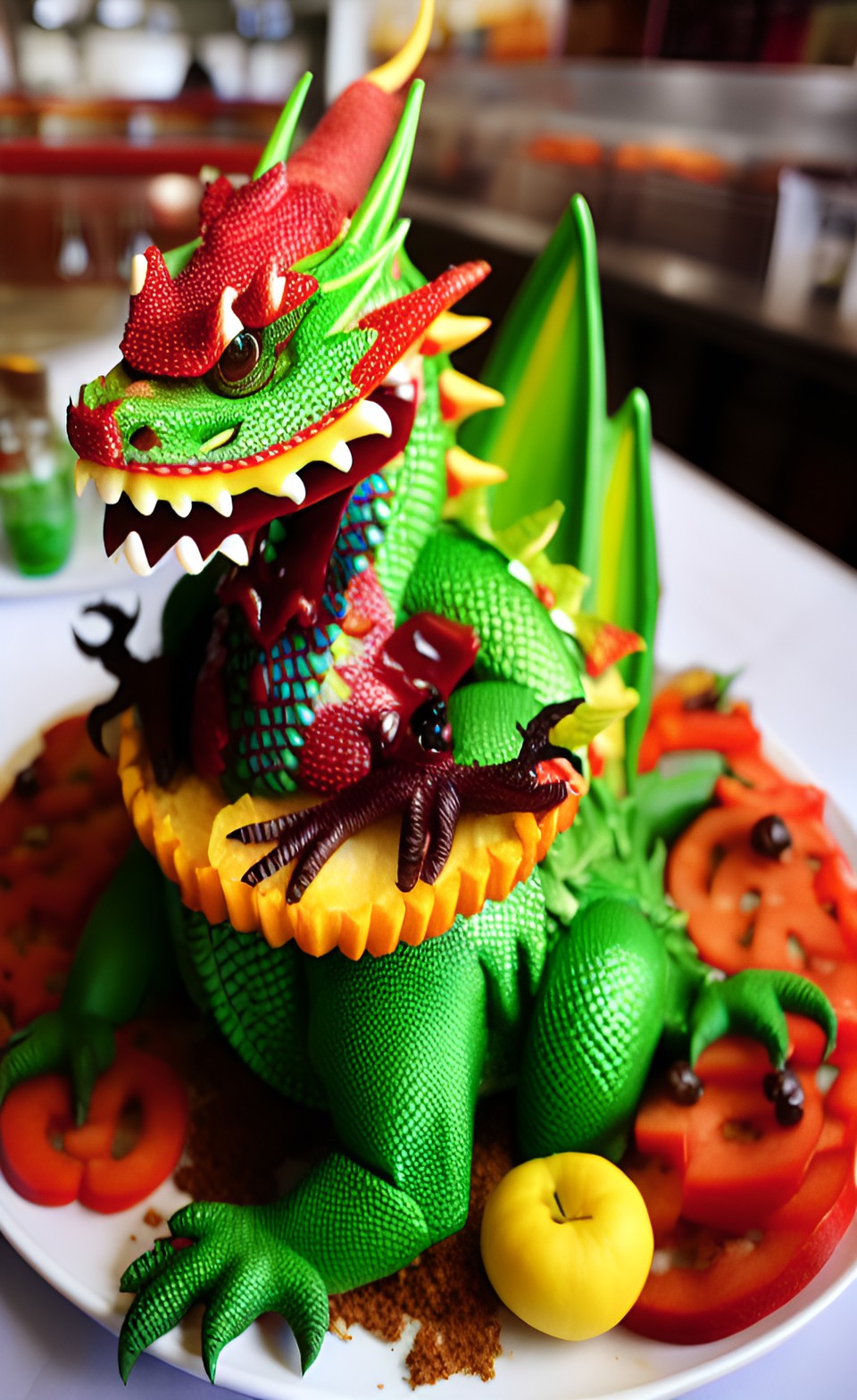 a dragon made of food preview