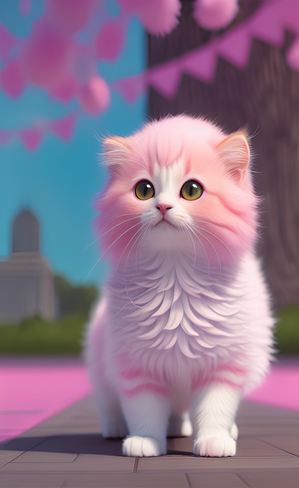 really really adorable pink fluffy long hair tiny munchkin kittens being really cute with adorable paws and adorable eyes, lifting up paw, in a hat preview