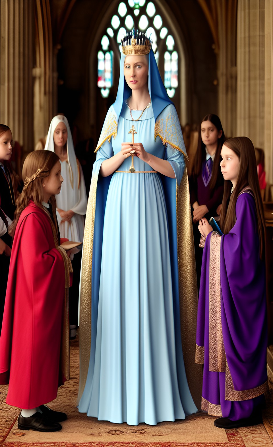 galadriel as queen elizabeth as mary mother of god as a kind good school teacher preview