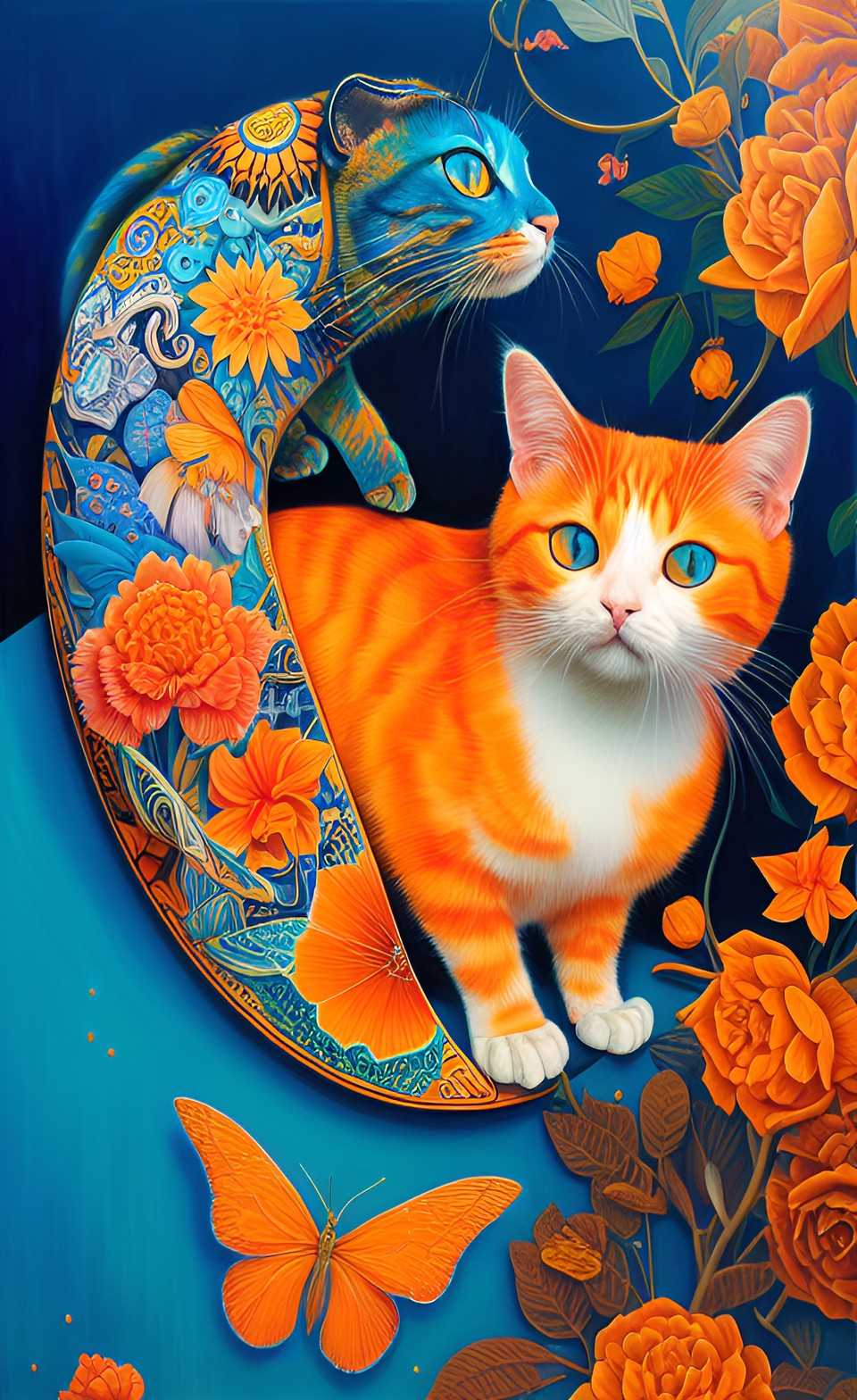 orange and little white cat preview