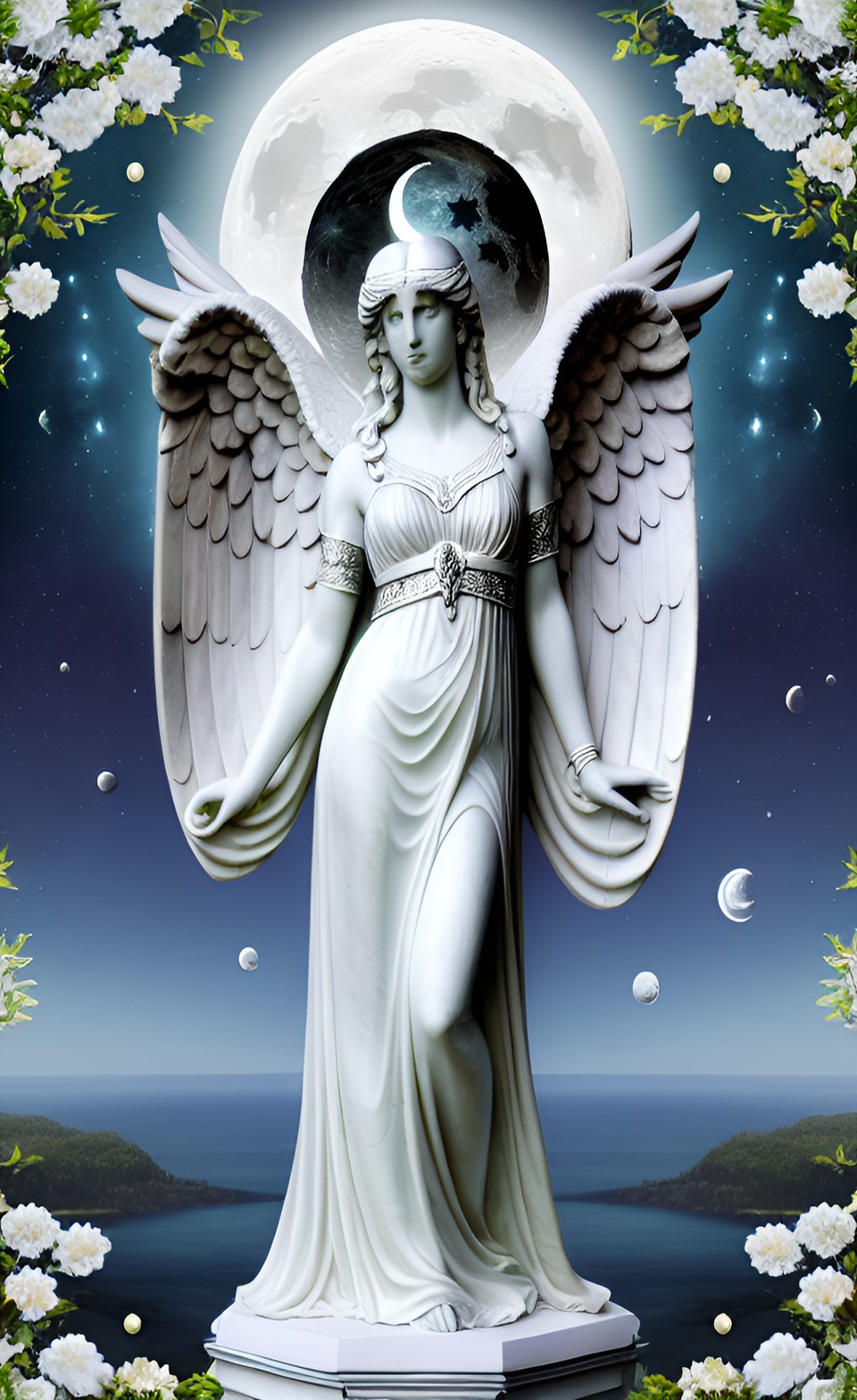 angels, moon, lunar, artemis, diana, tides, sky and sea, silver, lady wisdom preview