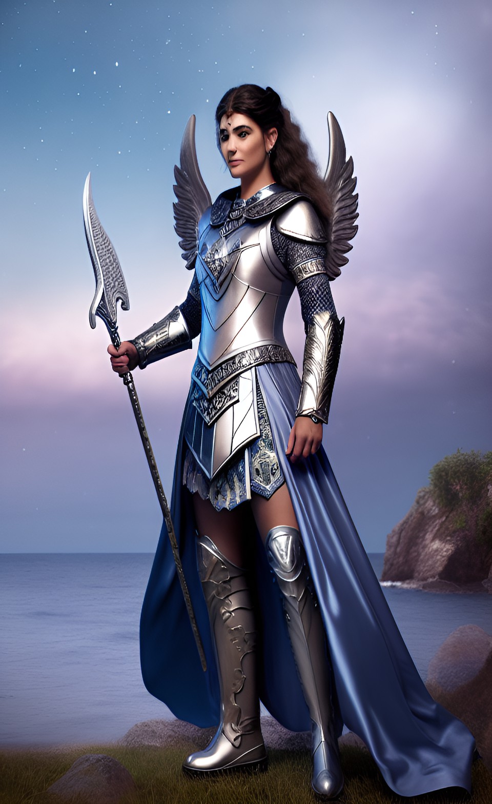 male warrior angels, moon, lunar, artemis, diana, tides, sky and sea, silver, lady wisdom preview