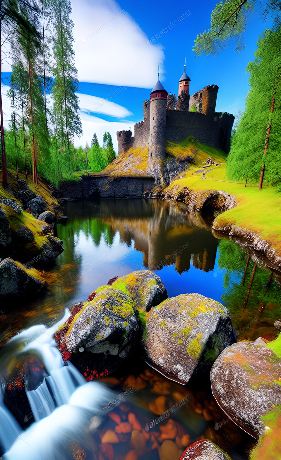 a ￼ finland landscape with a ruined castle preview