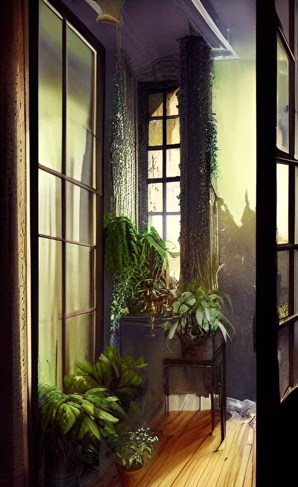 claire’s house - cozy dark bedroom with indoor plants and a small window that looks at a street preview