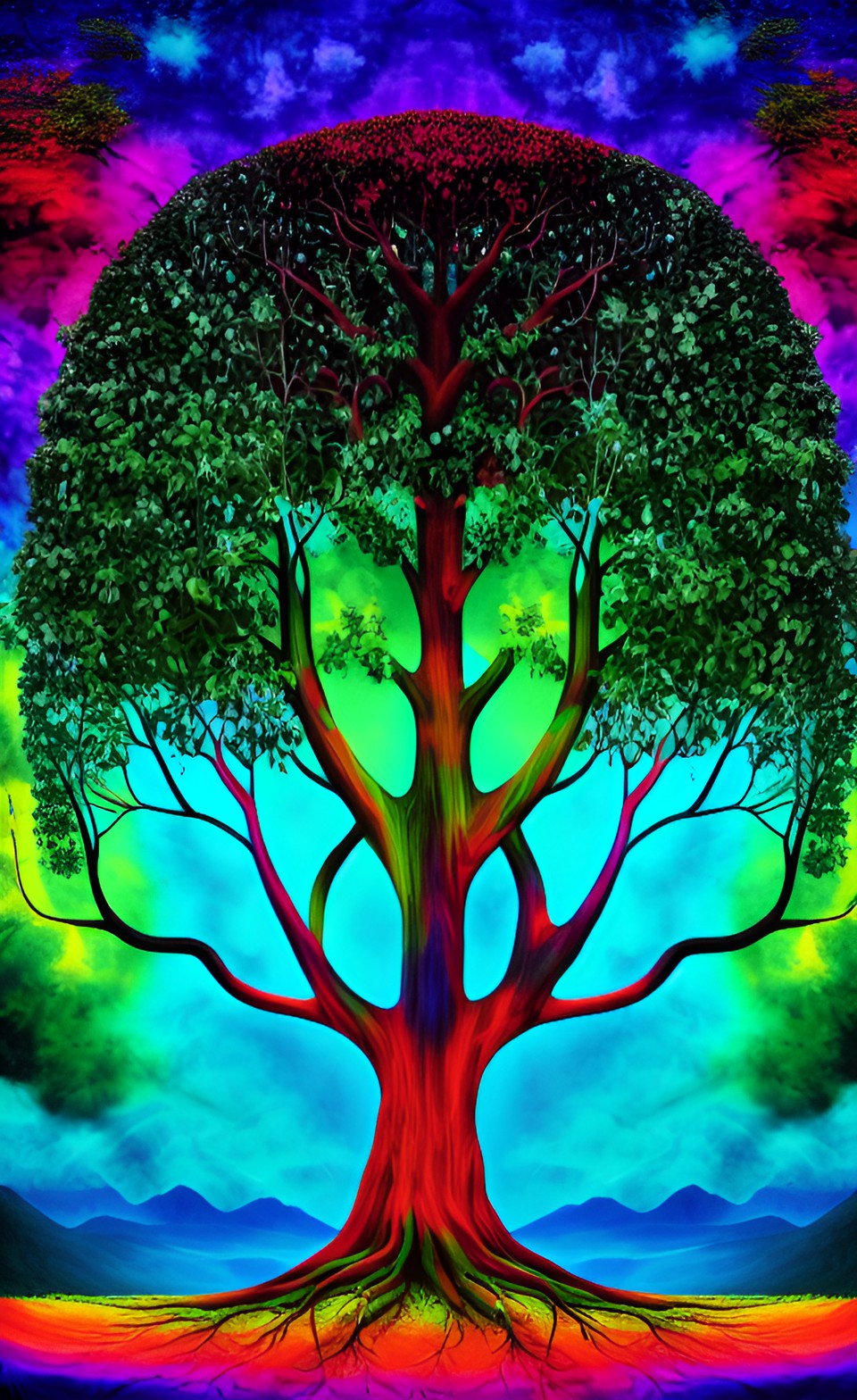 árbol de la vida psicodelico, realistic, alt detail, colores fuertes preview