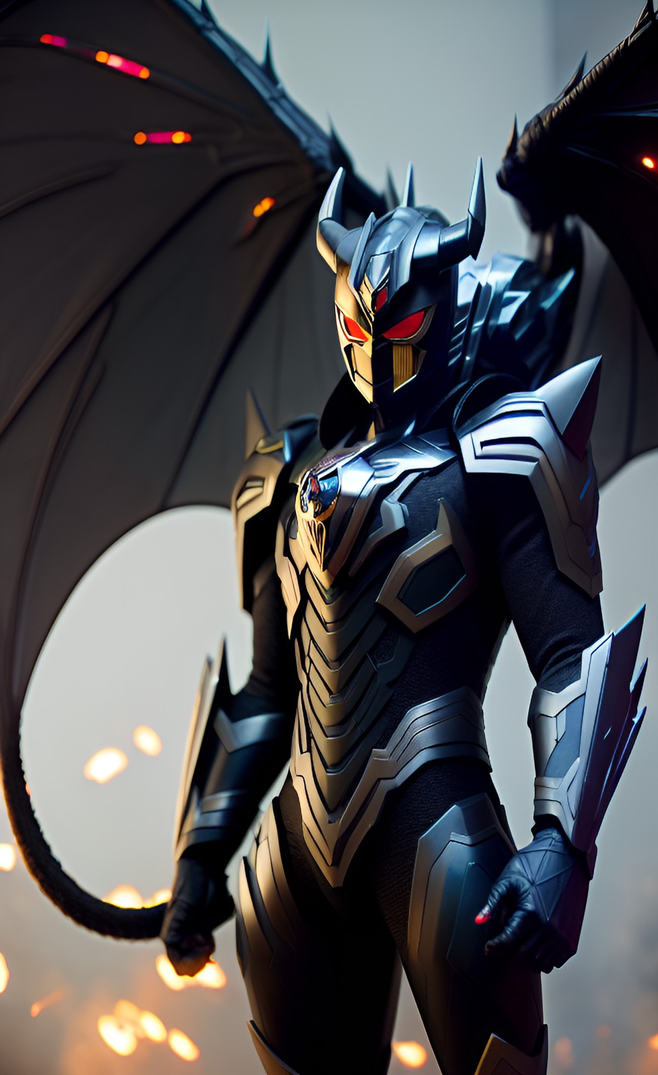 black dragon - a black dragon themed supervillain, with mechsuit suit, dragon horns and maw. dragon aura of acid. power rangers style, male preview