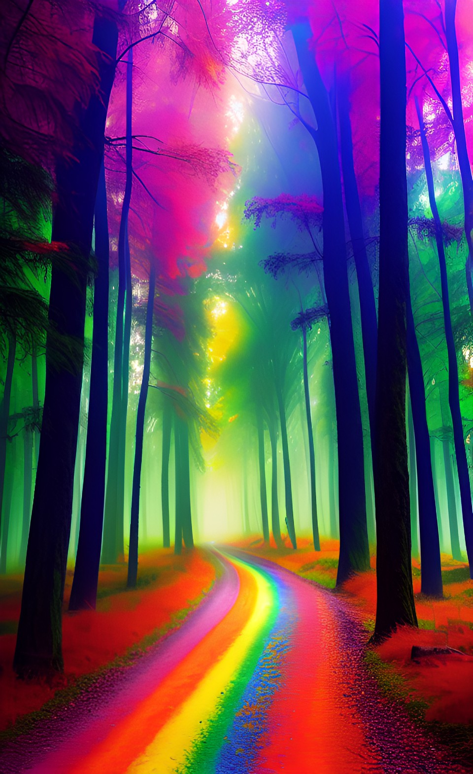 rainbow forest, detailed, realistic preview