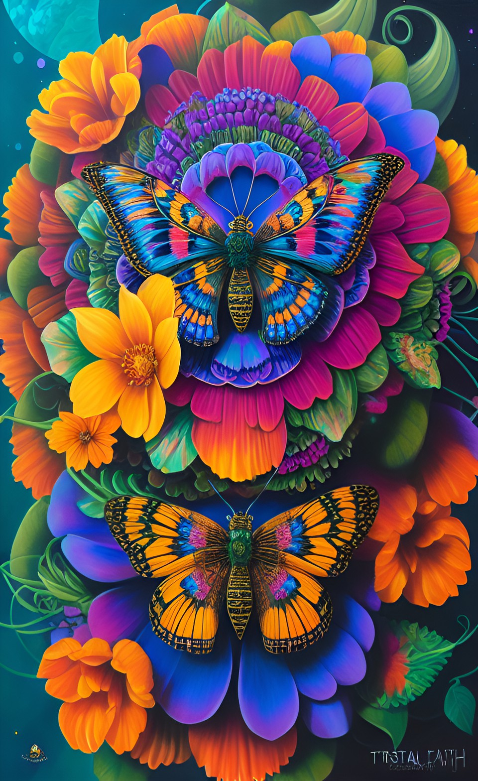 mandala, hindi, botany, flowers, insects, neon colors preview