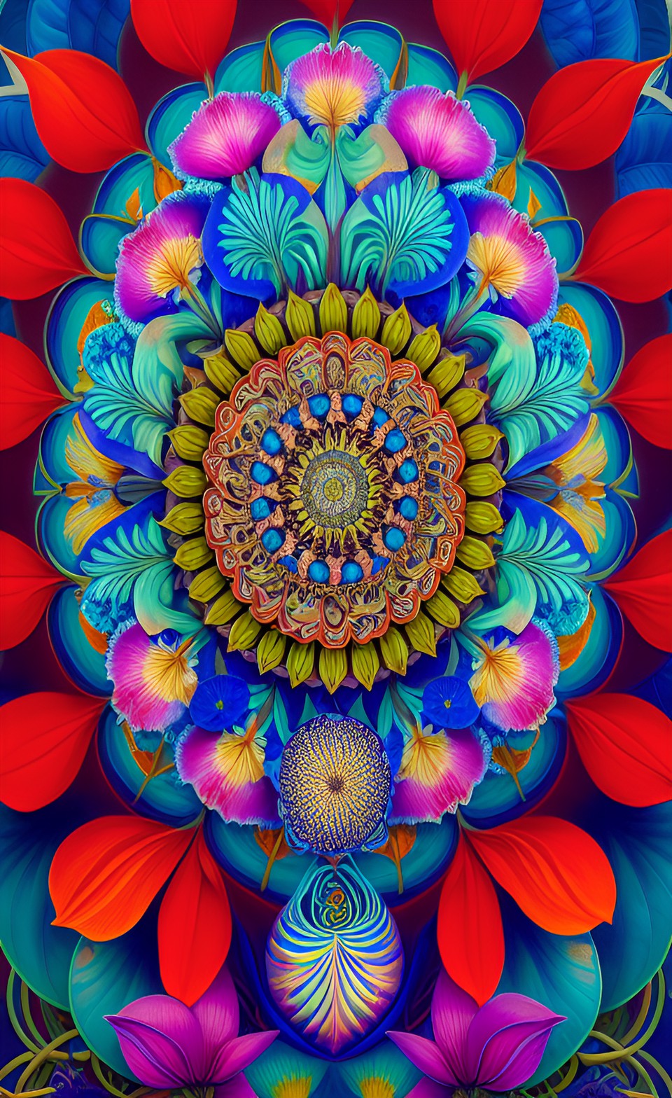 mandala, botany art, ernst haeckel style, botanical, flowers, color, neon preview