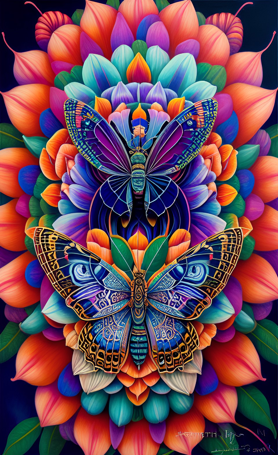 mandala, hindi, botany, flowers, insects, neon colors preview