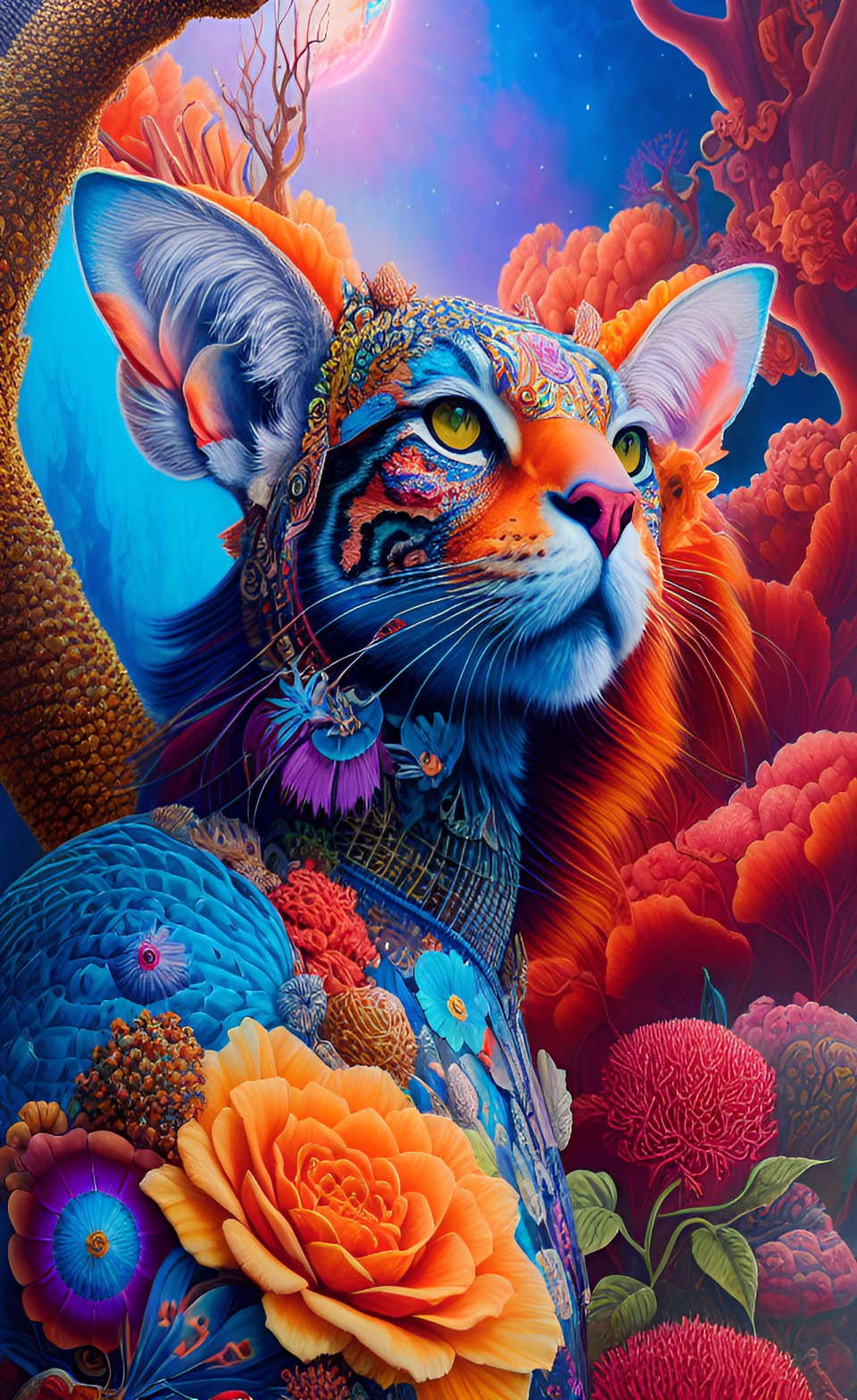 visionary art, power animal, colors, coral, scientific illustration preview