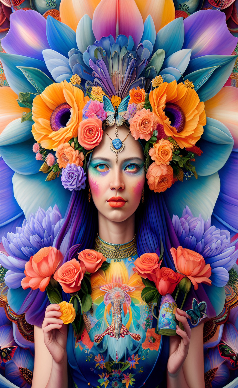 visionary art flowers rainbow preview
