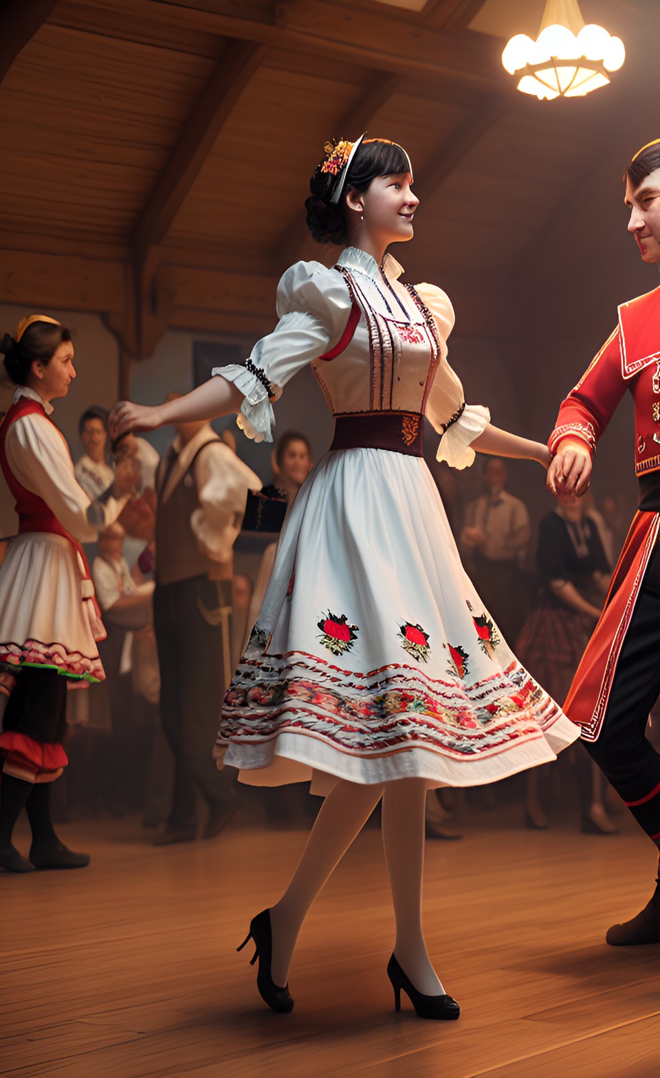 czech lovers in folk costume at a polka dance preview