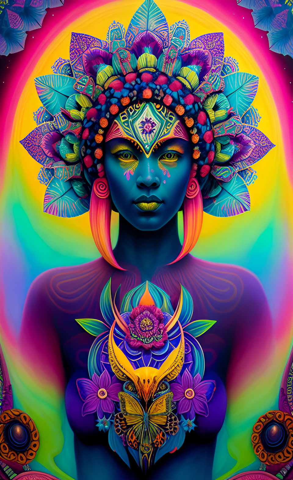 alien flower, mandala, colors, neon preview