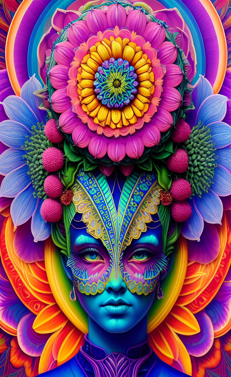 alien flower, mandala, colors, neon preview