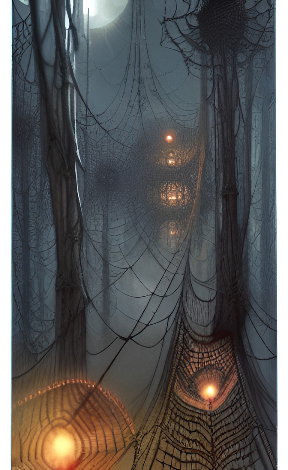 fractal spider web, spider eggs, creepy, john kenn mortensen preview