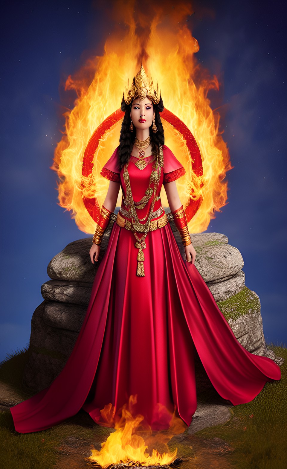 fire goddess on a mountain top preview