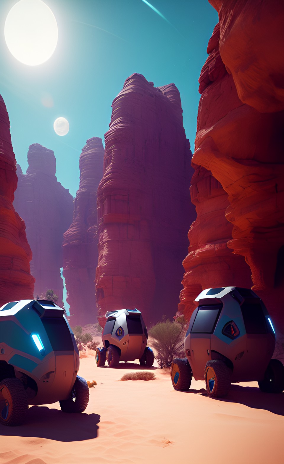 desert oasis in the distant future, caravan of nomadic robots preview