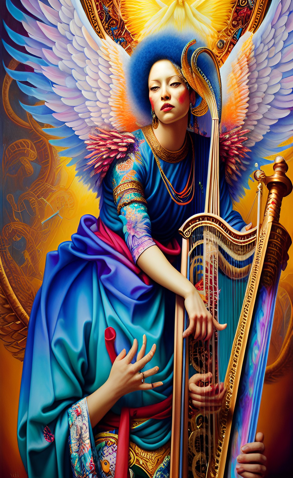 crazy noodle armed christian angel playing harp ultra high resolution preview