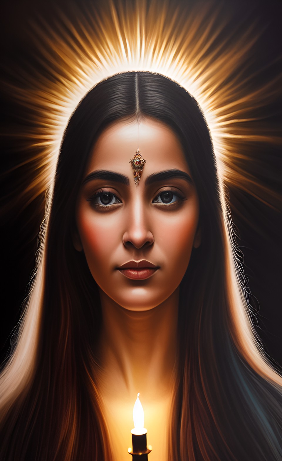 detailed and master art work intimate portrait of our lady light bearer of hope in the dark night of the soul  , . 8k spiritual amazing art, 8k,flawless ,hyper realism preview