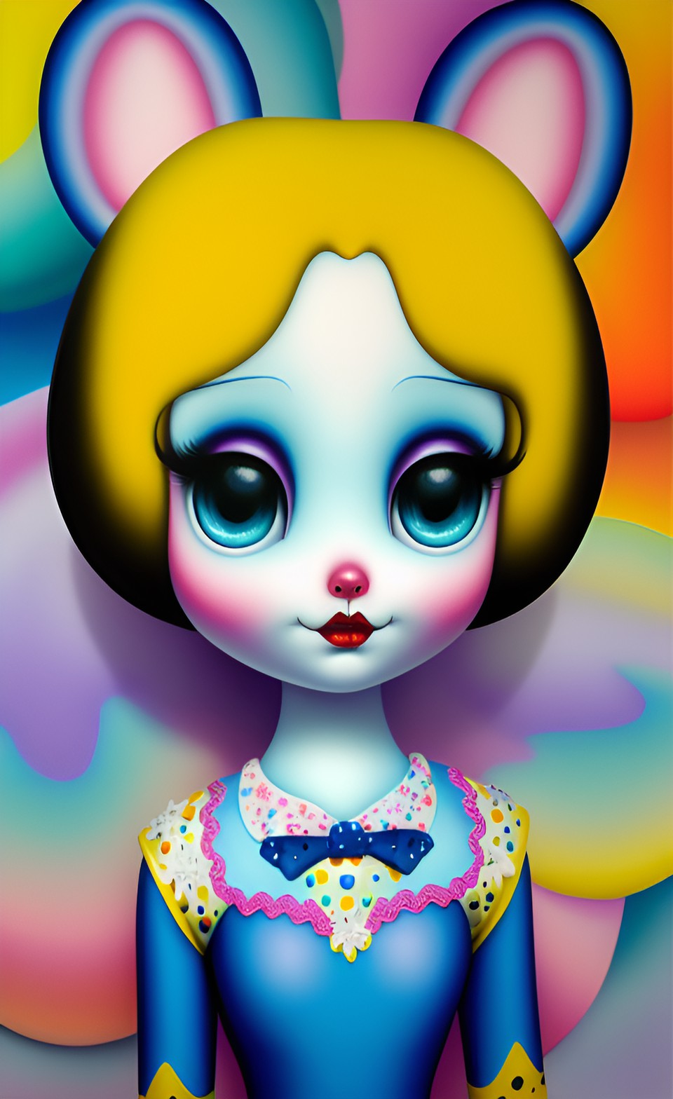 Tolli olli - snow yellow white bad. lisa frank, gary baseman, mark ryden, highly detailed, lowbrow, gouache, smooth skin preview