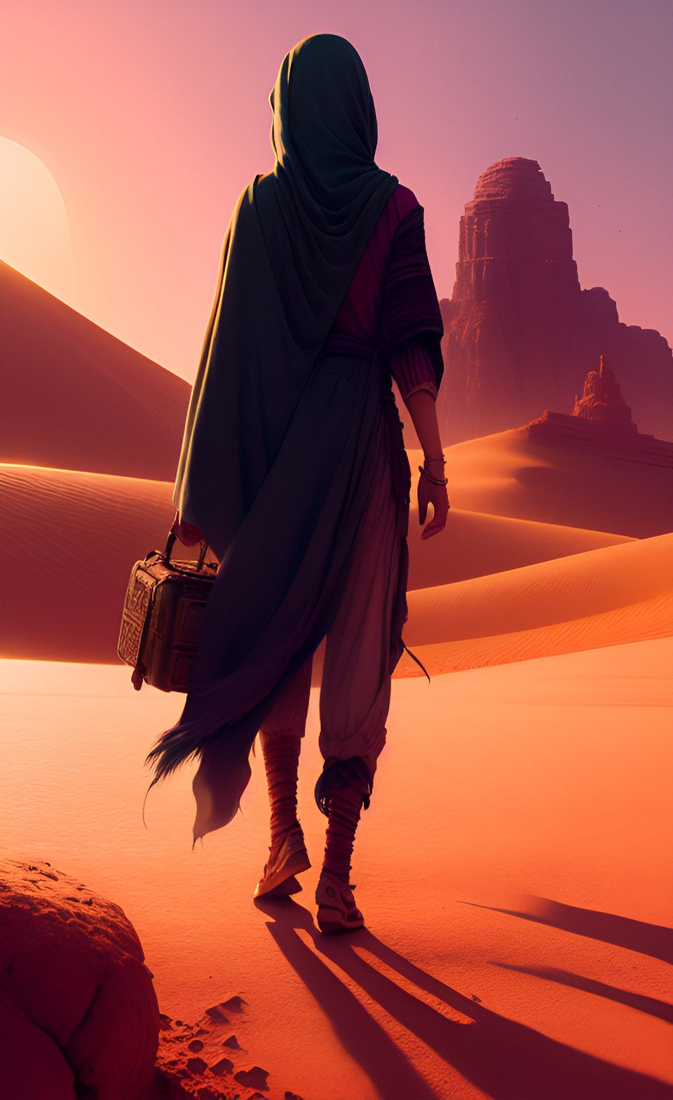 a women walking in the desert preview