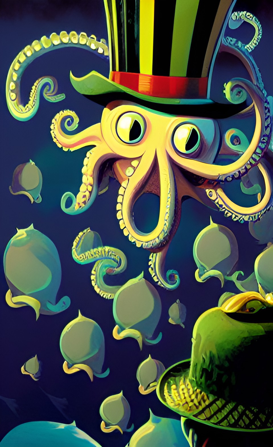 octopus wearing a top hat preview