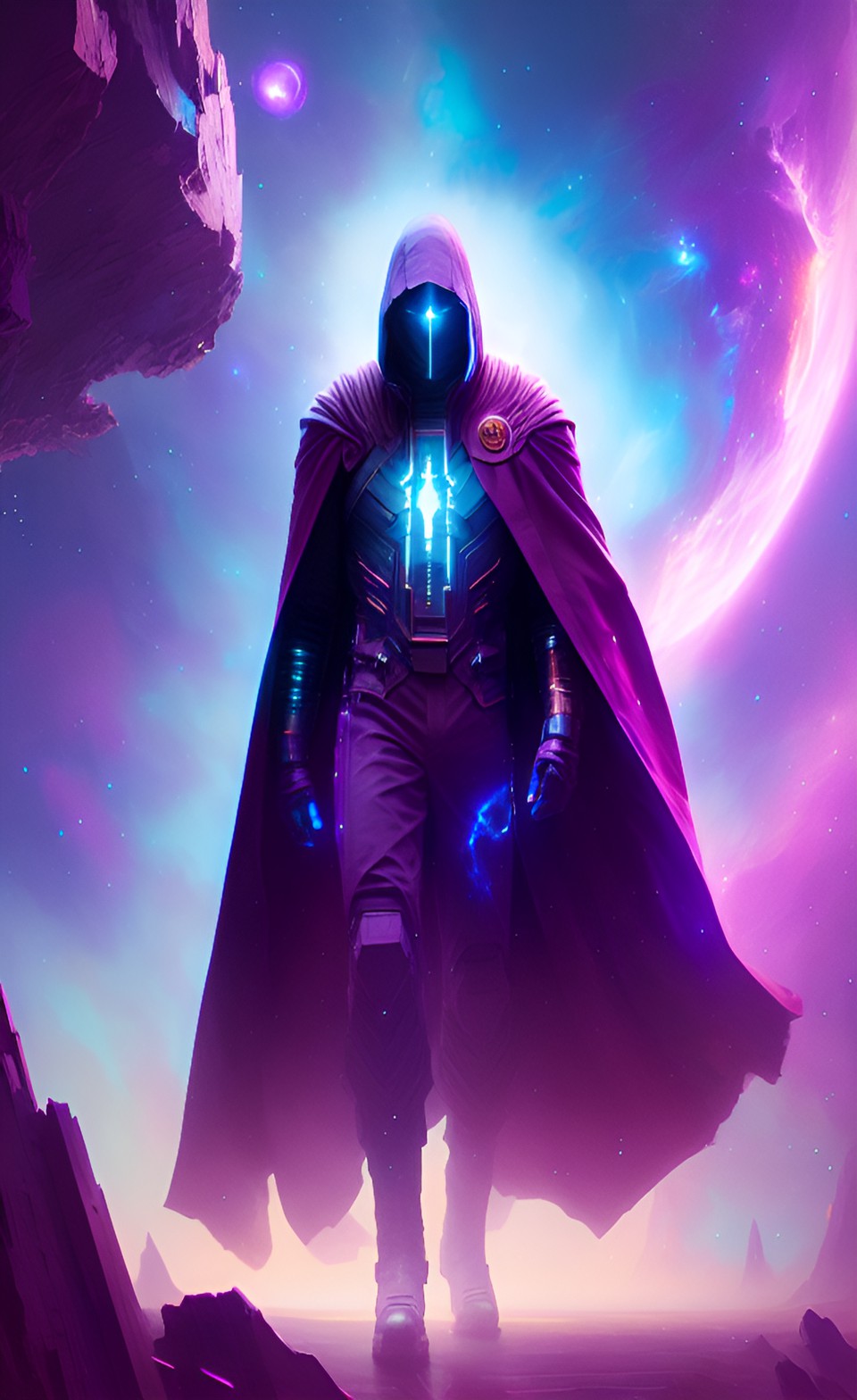 cosmic cloaked man made of nebula preview