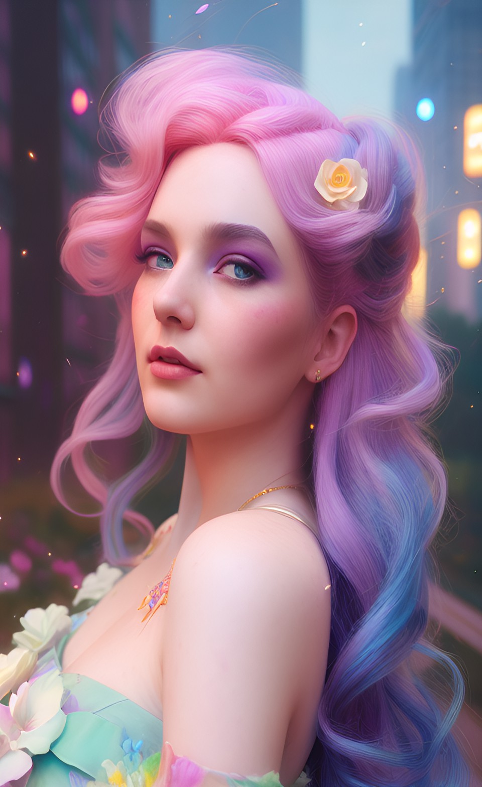 selfie, raver, pastel hair, woman, flowing hair, makeup preview