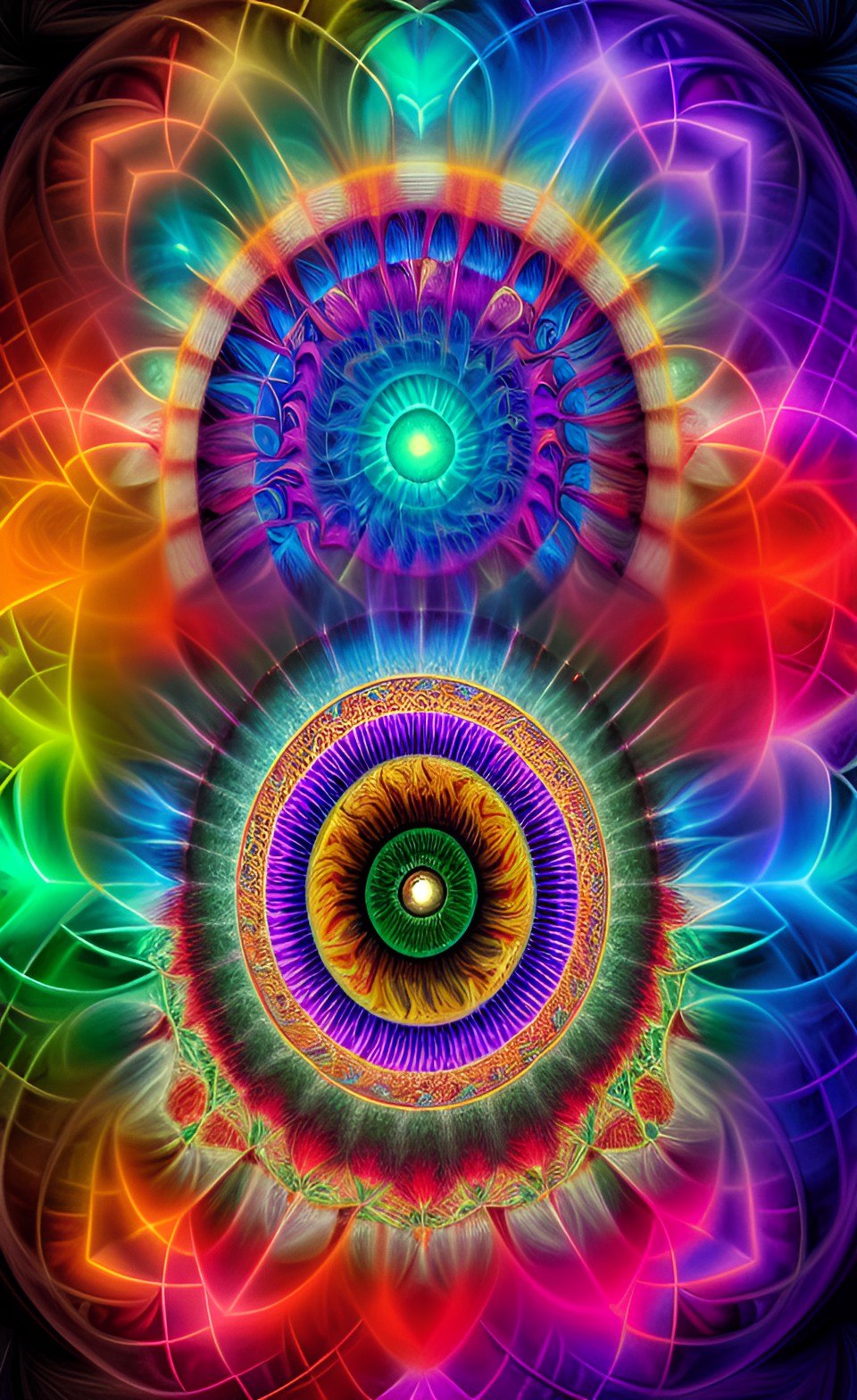 human eye, alex grey style, high definition, realistic, visionary art, symmetrical, fractal, trippy, hypnotic, psycodelic, mystical, mandala, artistic, neon, glow, roots, preview